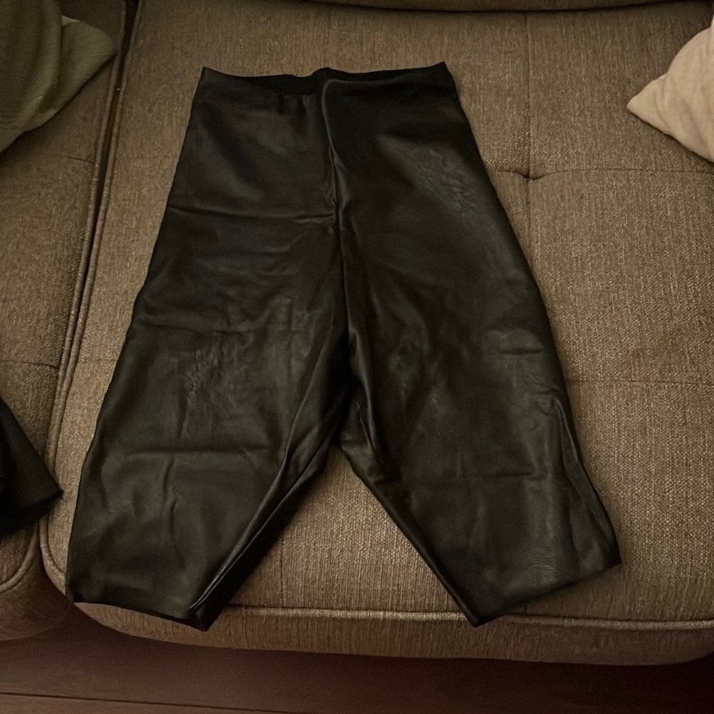 Leather biker shorts